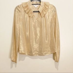 Jill Stuart Gold Metallic Silk Blouse